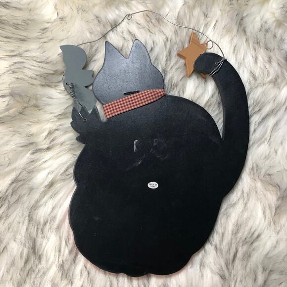 Halloween Holiday Seasonal Black Kitty Cat Kitten & Jack-O-Lantern Pumpkin Sign - Picture 8 of 11